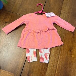 Pink Ruffle Shirt with Printed Leggings